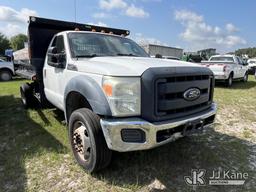 (Tampa, FL) 2014 Ford F450 Dump Truck Not Running, Condition Unknown, Cranks, Body Damage, Has Power