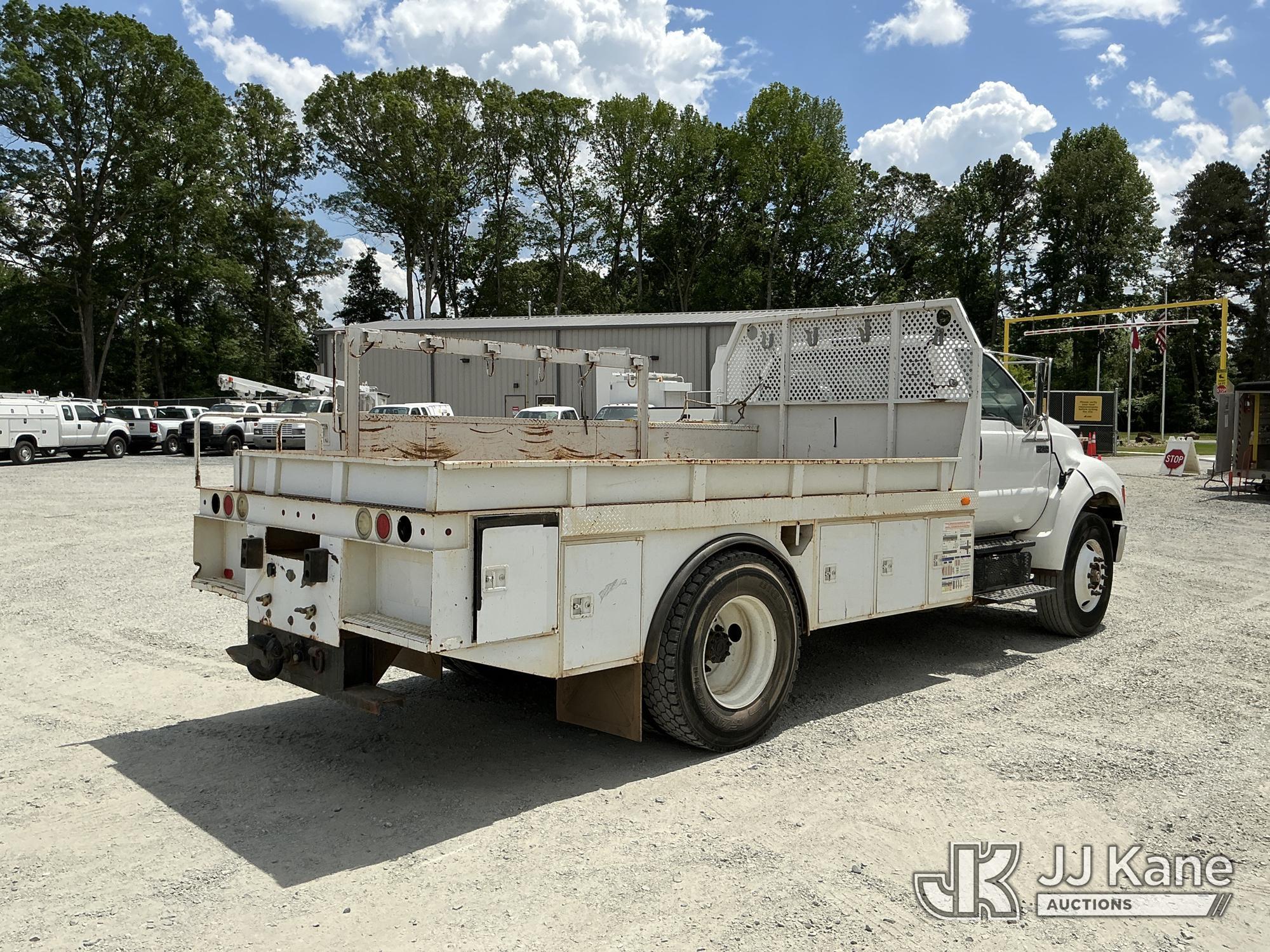 (China Grove, NC) 2015 Ford F750 URD/Flatbed Truck Runs & Moves) (Jump To Start, Check Engine Lights