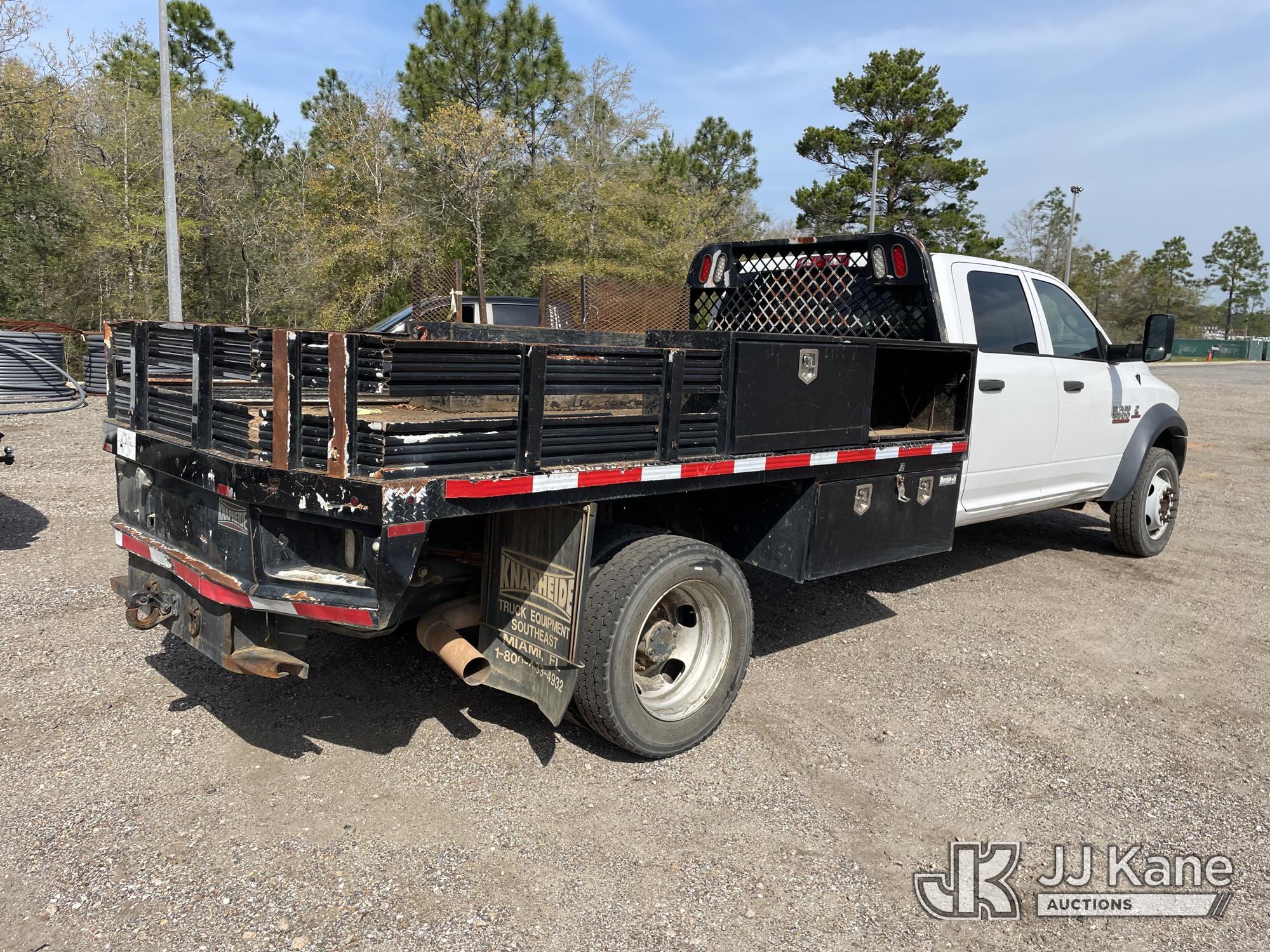 (Defuniak Springs, FL) 2014 RAM 5500 4x4 Crew-Cab Flatbed/Service Truck, (Utility Owned) Runs & Move