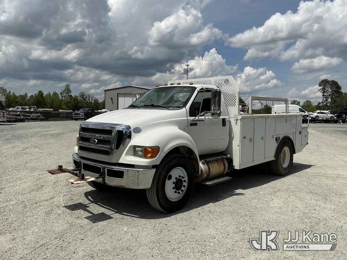 (China Grove, NC) 2015 Ford F750 URD/Flatbed Truck Runs & Moves) (Jump To Start, Check Engine Lights