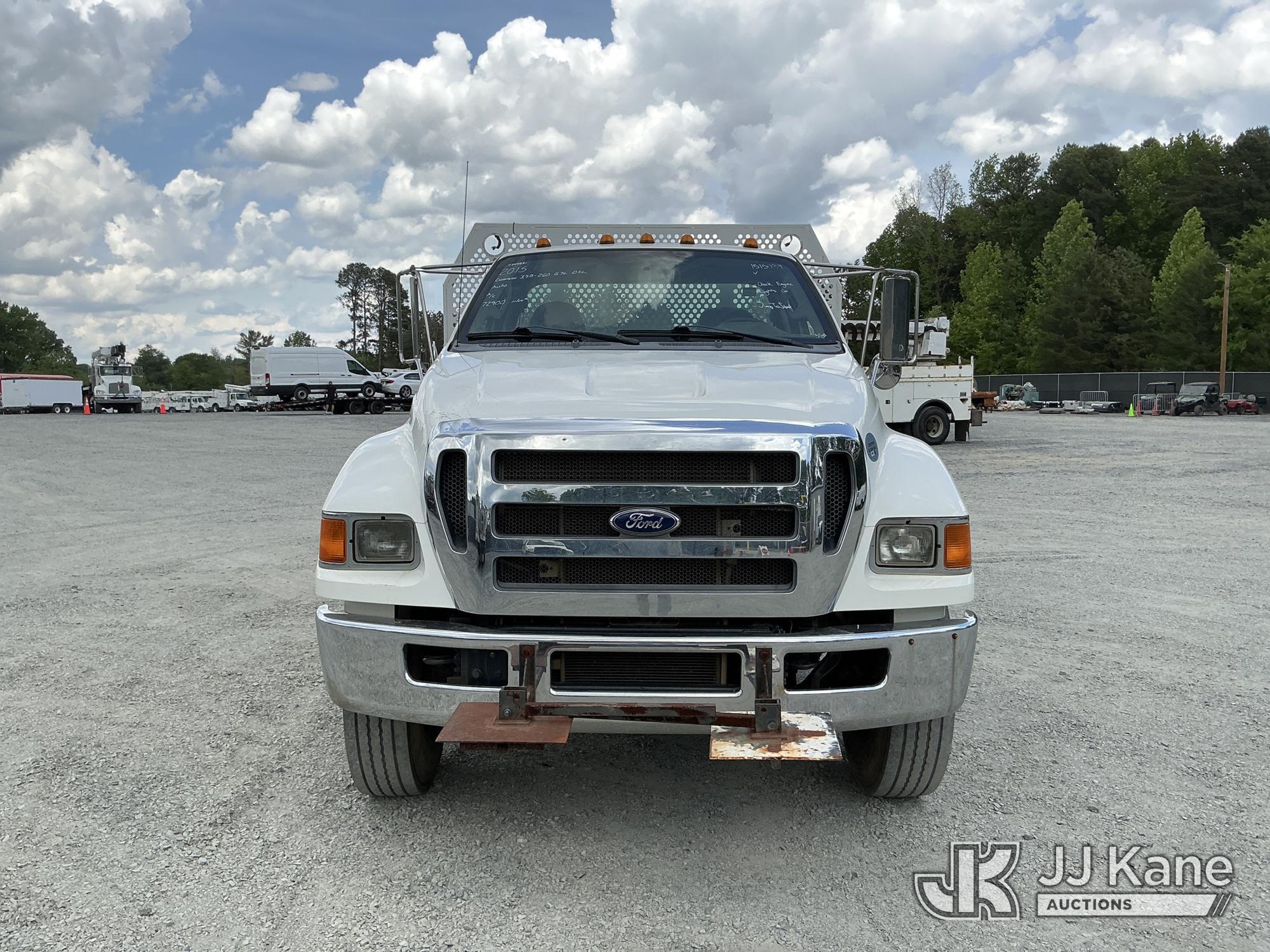 (China Grove, NC) 2015 Ford F750 URD/Flatbed Truck Runs & Moves) (Jump To Start, Check Engine Lights