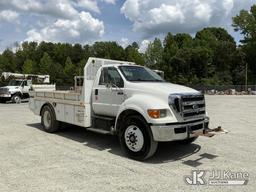 (China Grove, NC) 2015 Ford F750 URD/Flatbed Truck Runs & Moves) (Jump To Start, Check Engine Lights