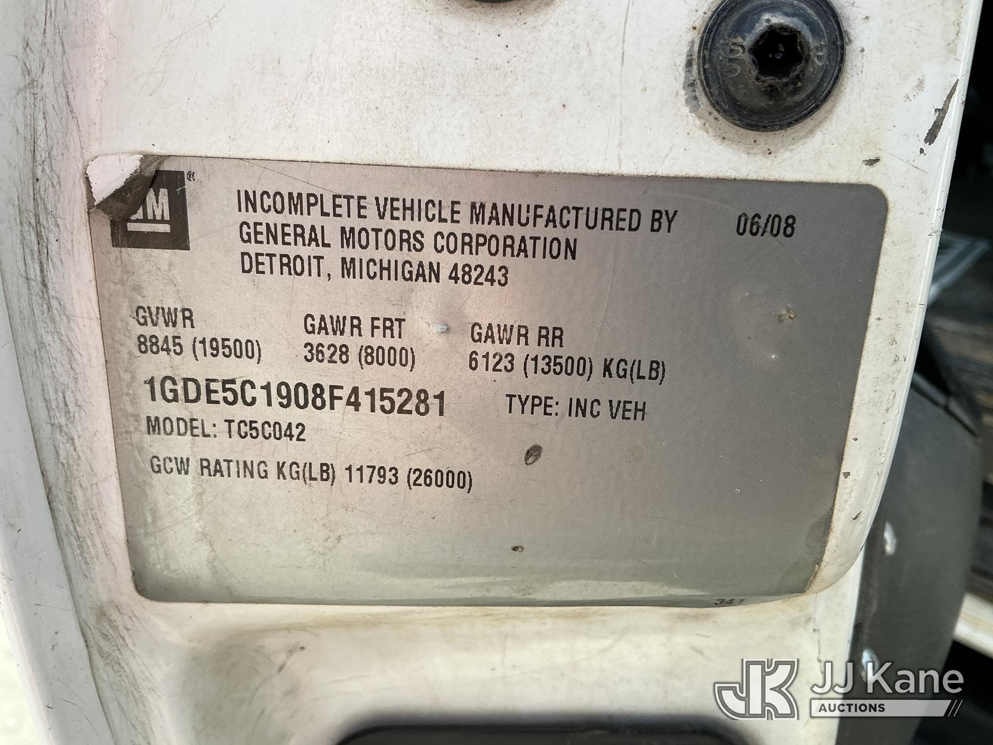 (China Grove, NC) 2008 GMC C5500 Service Truck Runs & Moves) (Check Engine Light On, Body Damage, Mi