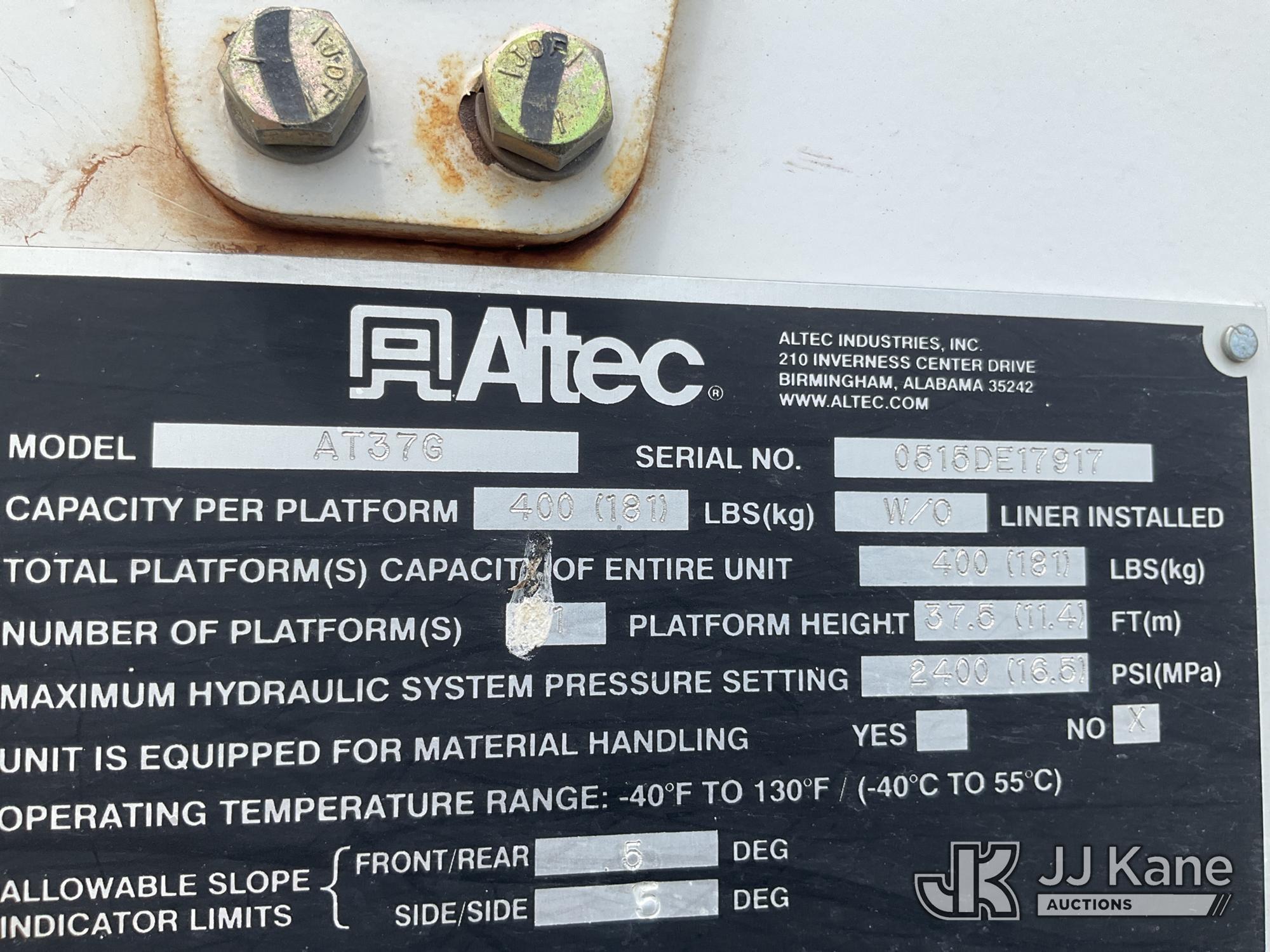 (Kansas City, MO) Altec AT37G, Articulating & Telescopic Bucket Truck mounted behind cab on 2015 For