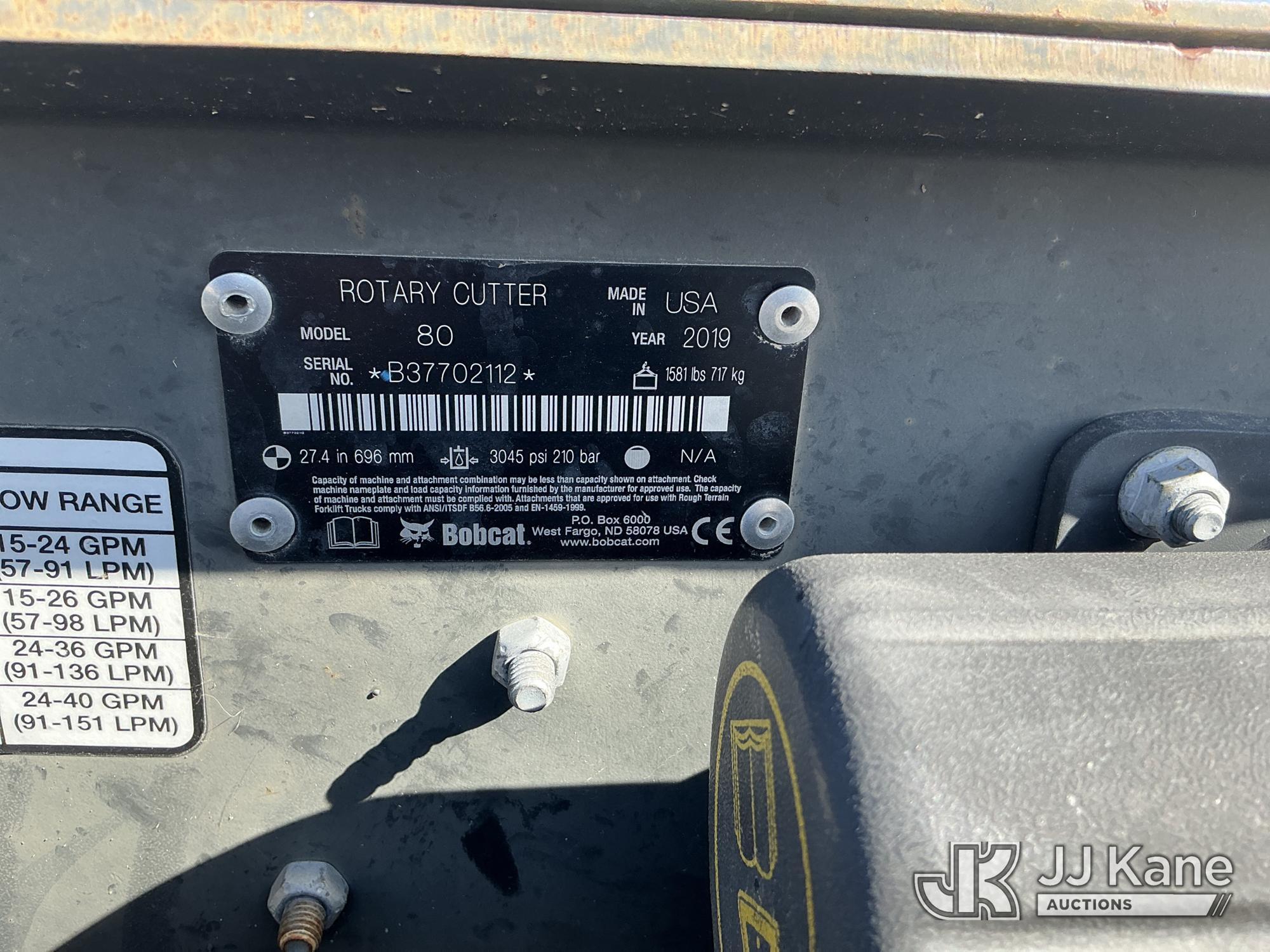 (Grand Island, NE) 2019 Bobcat 80 Public Power Owned, Bobcat Rotary Cutter Seller States: Operationa