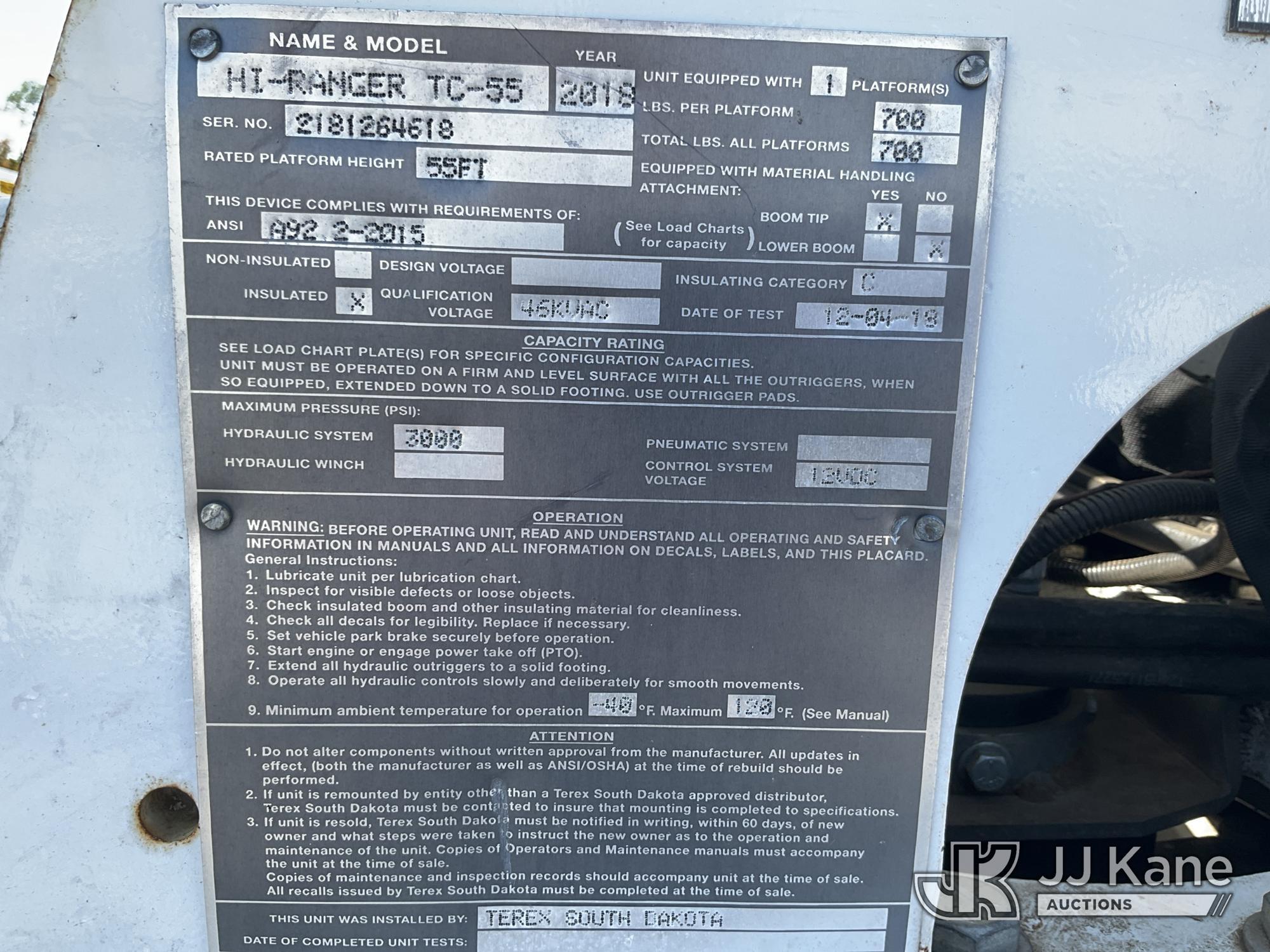 (Covington, LA) HiRanger TC55, Material Handling Bucket Truck rear mounted on 2019 Freightliner M2 1