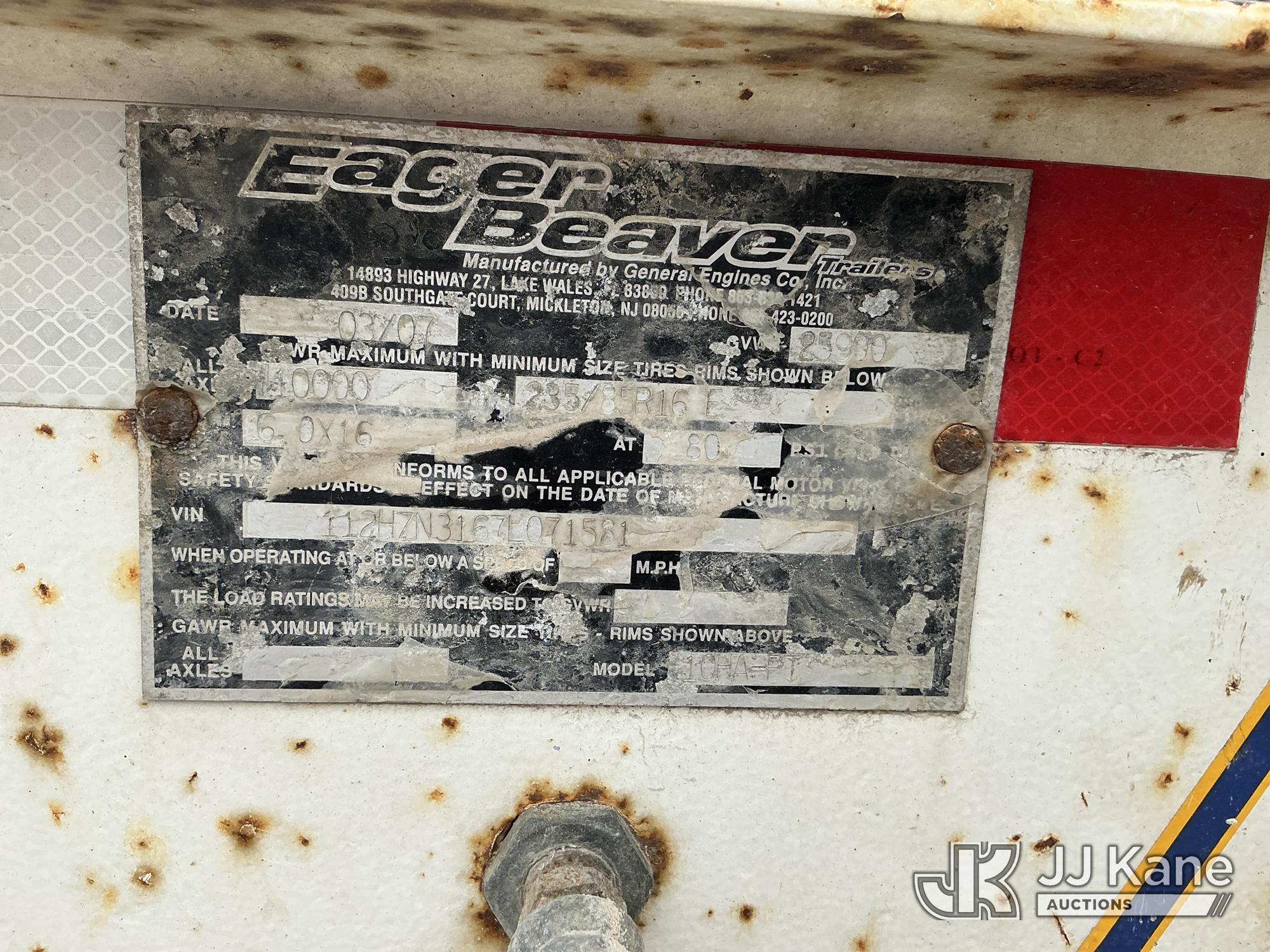 (Marion, IA) 2007 Eager Beaver 10HA-PT T/A Tagalong Equipment Trailer
