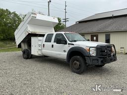 (Fort Wayne, IN) 2015 Ford F550 4x4 Crew-Cab Chipper Dump Truck Runs, Moves & Dump Body Operates) (W