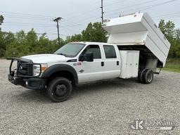 (Fort Wayne, IN) 2015 Ford F550 4x4 Crew-Cab Chipper Dump Truck Runs, Moves & Dump Body Operates) (W