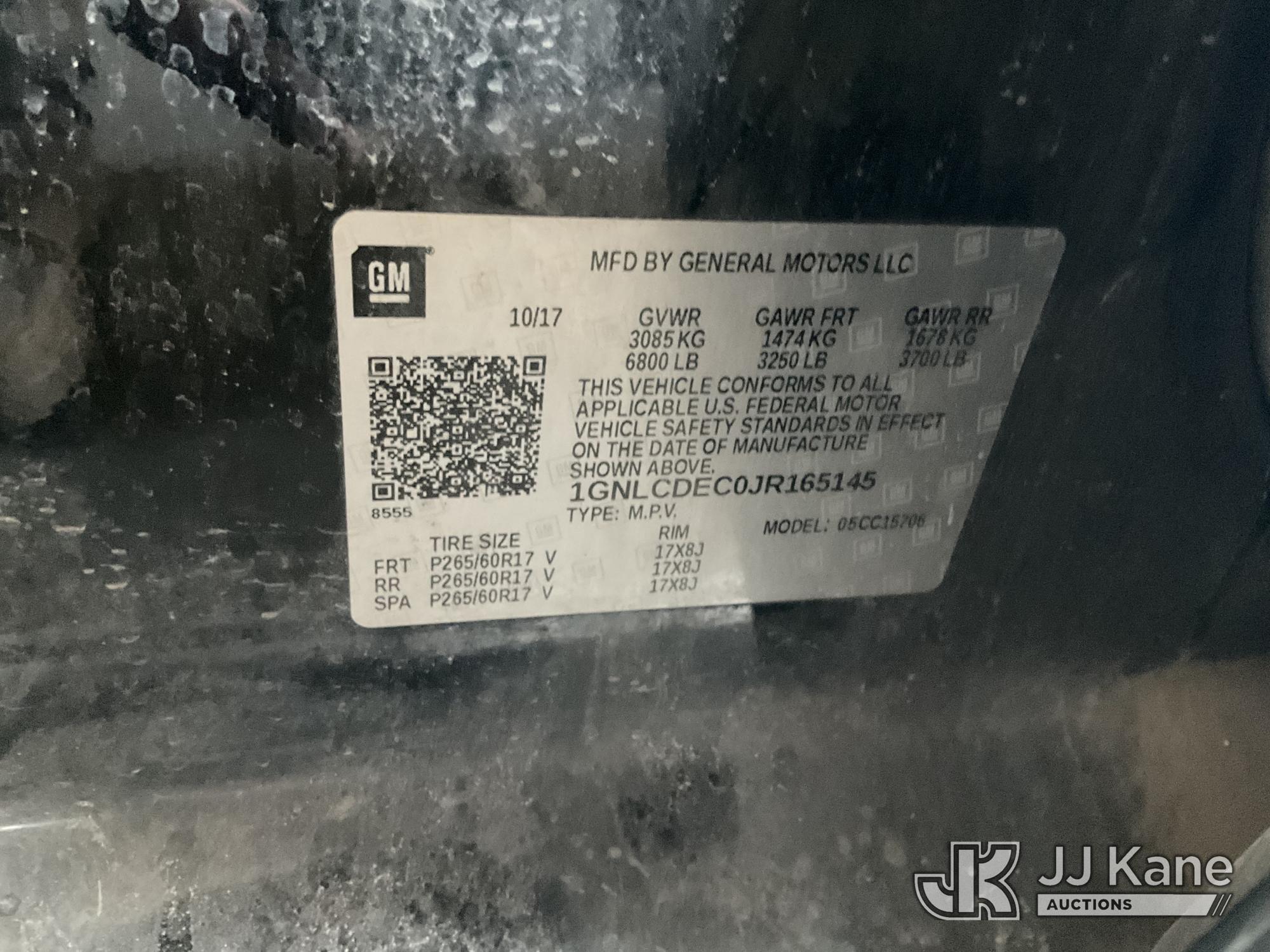 (Jurupa Valley, CA) 2018 Chevrolet Tahoe Police Package 4-Door Sport Utility Vehicle Runs & Moves
