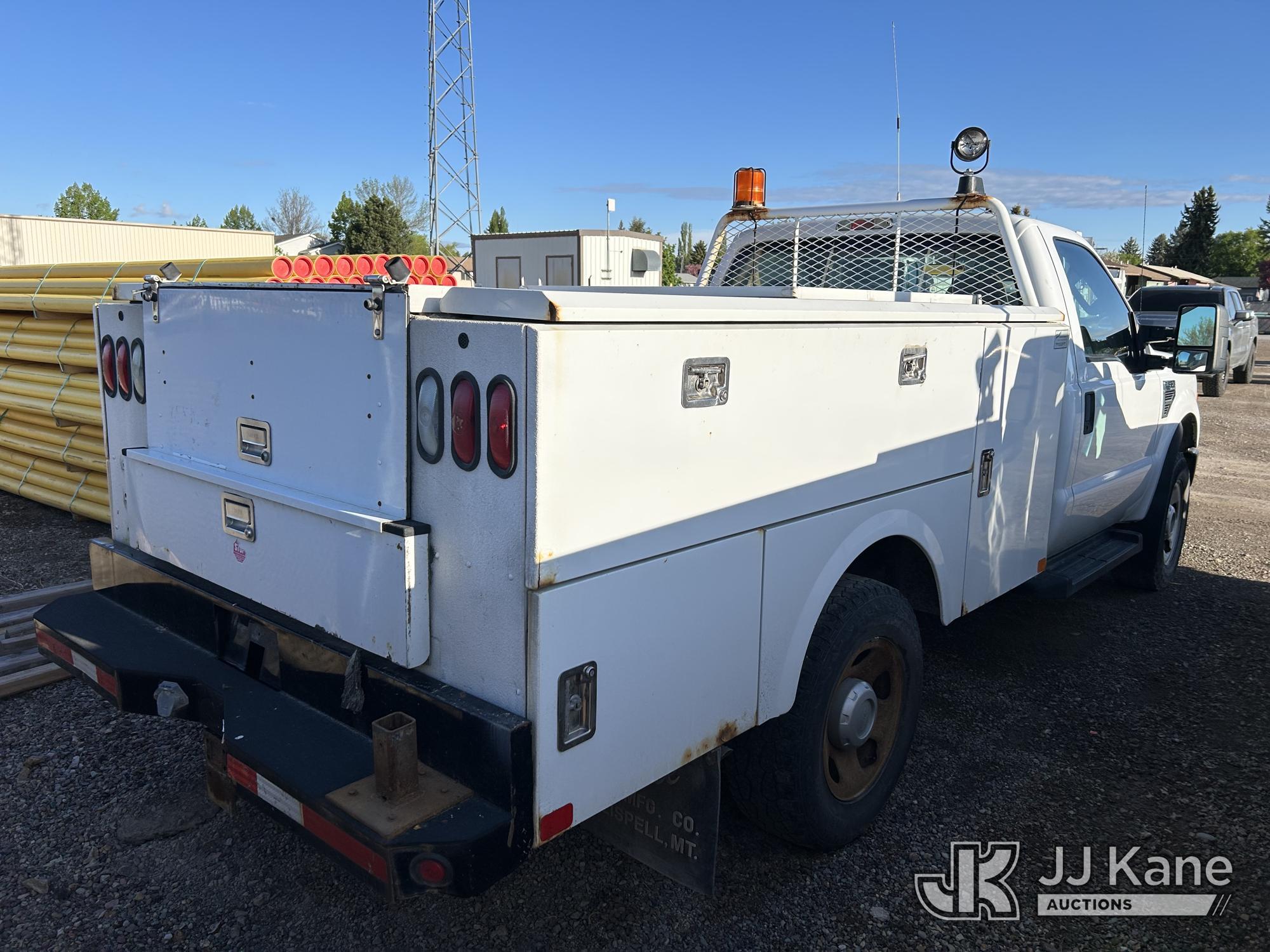 (Kalispell, MT) 2009 Ford F350 4x4 Enclosed Service Truck Runs & Moves) (Jump To Start, Driver Door
