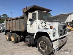 (Ocala, FL) 1989 Ford LNT8000F T/A Dump Truck Not Running, Condition Unknown, Body & Paint Damage