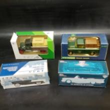 4 x Ertl Racing Champs Diecast Car Models / Banks - 55 Chevy, 57 Chevy, Texaco, Christmas
