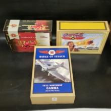 3 x Diecast Airplanes in Box - Coca Cola, Wings of Texaco, Racing Champs