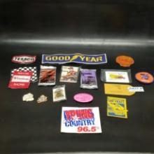 Selection of Car and Racing Ephemera - Card, Pins, Patch