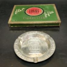Vintage Salem Menthol Ashtray and Lucky Strike Tin