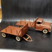 Vintage Tonka Staked Lumber Bed Bronze Truck and Trailer