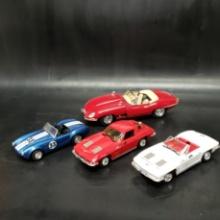 4 x Diecast Display Cars Revel Corvette Durango Jaguar Shelby
