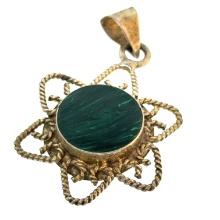 Mexico Sterling and Malachite Pendant -  -  oz
