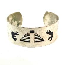 Sterling Silver Native Style Cuff Bracelet Unsigned - 25x65mm -  oz