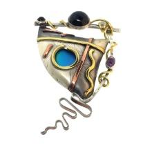 Susan Maria Buckley Sterling Modernist Brooch - 57x35mm -  oz