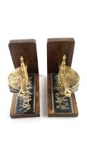 Pair of Vintage Sword Handle Wooden Bookends Roman Soldier Designs