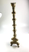 Antique Brass Candle Holder Church/Altar/Wedding Flower Bud Top Three Point wide base