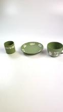 Wedgwood Jasperware Green Cup, Saucer, Mug / Sugar