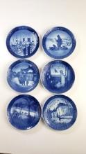 6 X Royal Copenhagen Christmas Collectors Plates 1975 1972 1982 1980 1978 1988