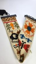 Vintage Embroidered Tapestry with Metal Fixtures