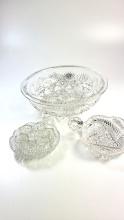 Collection of Early American Cut Glass - Large Bowl, Salts, Small Bowls