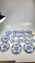 Large Lot of Crown Ducal Bristol Blue Scalloped China