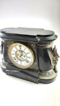 Art Deco Ansonia Slate Mantle Clock with Stork Accents