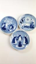 3 X Porsgrund Christmas Julen Plates 19741971 1972