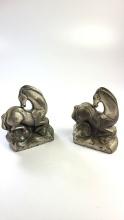 Pair of Metal Kneeling Horse Figuirines / Bookends