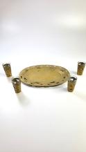 Brass Shod Liqueur Glasses on Brass Tray