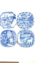 4 x Rorstrand Blue and White Collectors Plates 1969 1982 1989 1975