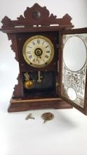 Antique Mantle / Gingerbread Alarm Clock - Runs, needs service, Case needs repair