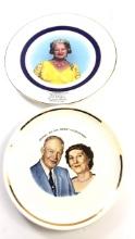 Pair of Commemorative Plates - Eisenhower + Queen Elizabeth Queen Mother