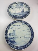 Pair of Large Blue and White Chargers Deflts
