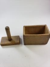 Antique Butter Press - Jointed Box and :Plunger