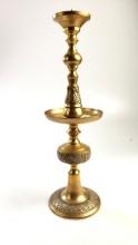 Large Antique Brass Candle Holder Ecclecistaical