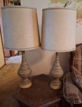 Striped Table Lamps with Fabric Shades