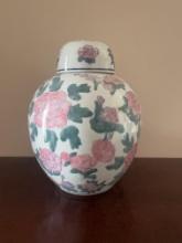 Chinese Floral Porcelain Ginger Jar with Lid