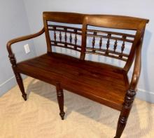 Arhaus Carved Wood Settee Bench