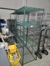Lot of (2) Green Wire Shelving Units 24"x72"x36" and 24"x72"x60" w/ (3) ext