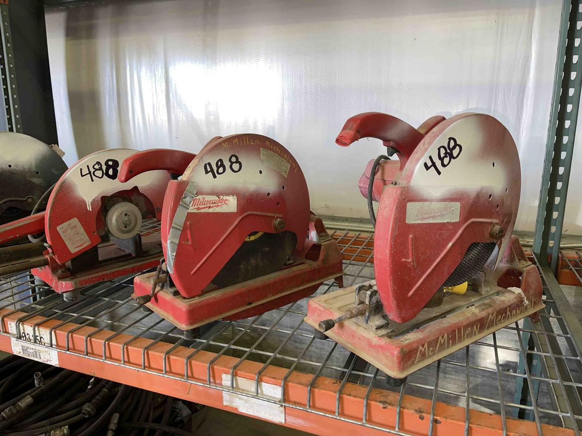 (3) Milwaukee Electric Chop Saws