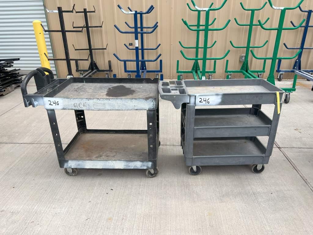 (2) PLASTIC ROLLING JOB CARTS APPROX. 24”X44”X34”