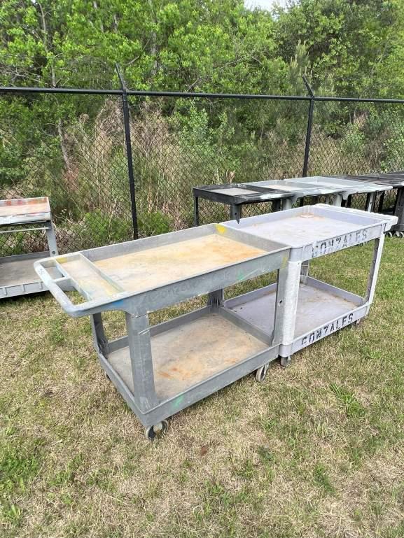 (2) PLASTIC ROLLING JOB CARTS APPROX. 24”X44”X34”