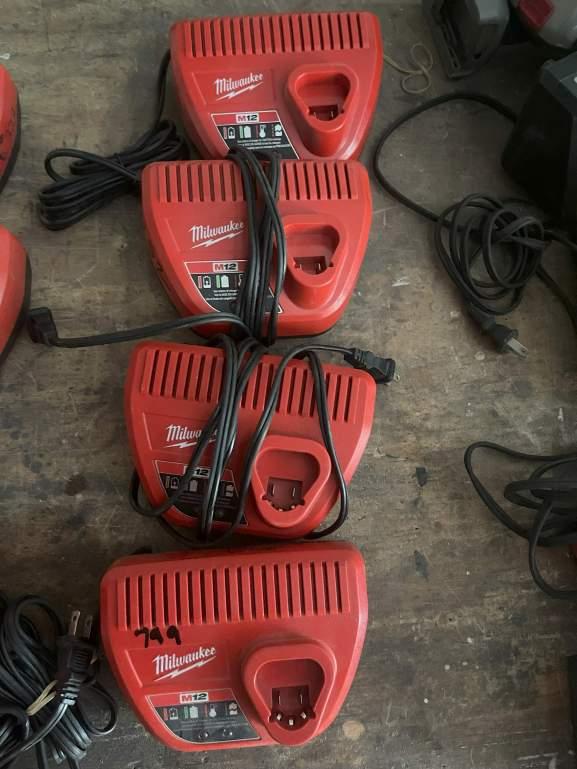 (4) MILWAUKEE M 12 CHARGERS; UNUSED